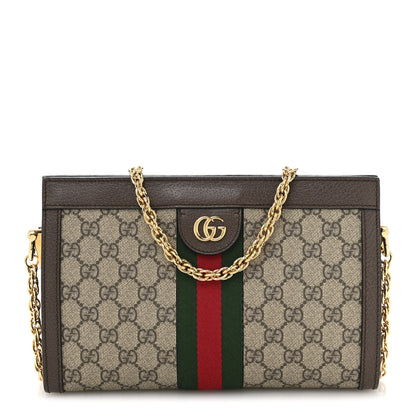 Gucci GG Supreme Monogram Web Small Ophidia Chain Shoulder Bag Brown 1 of 11