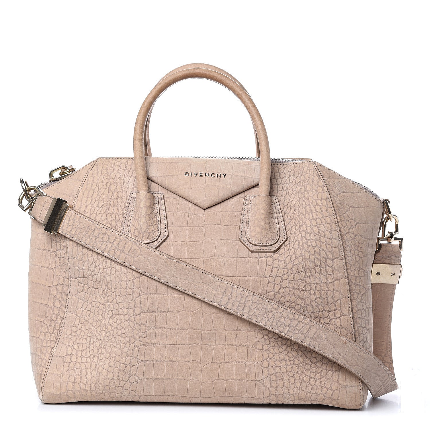 Givenchy Nubuck Crocodile Embossed Medium Antigona Beige 1 of 18