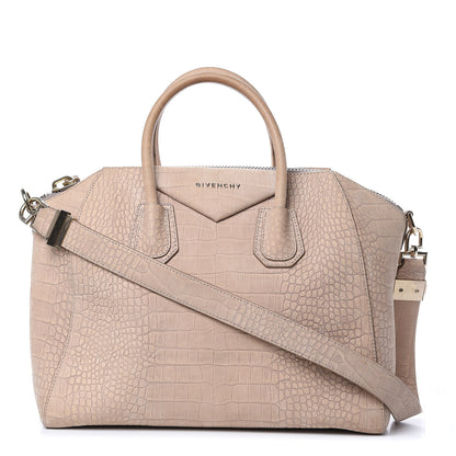 Givenchy Nubuck Crocodile Embossed Medium Antigona Beige 1 of 18