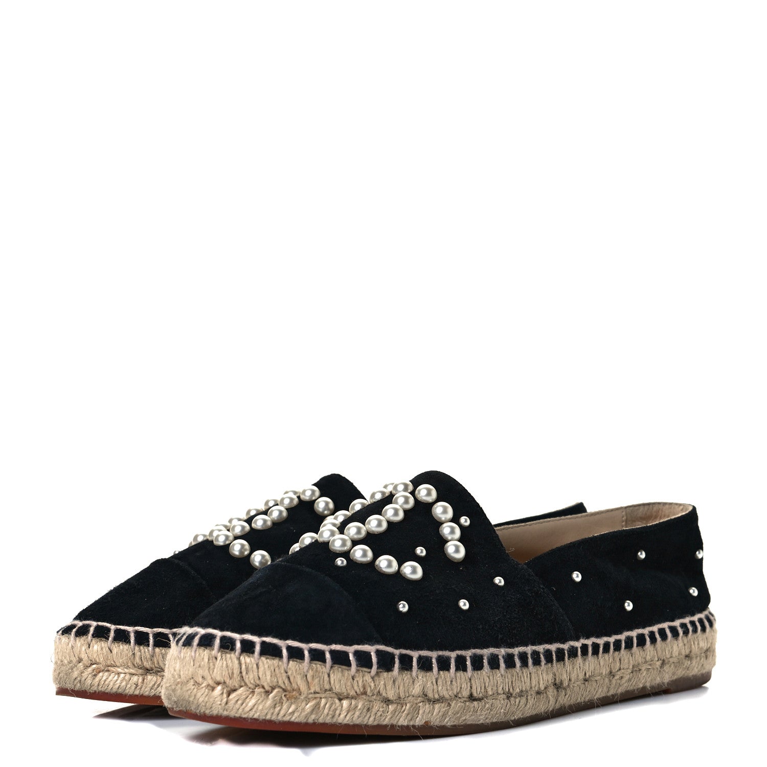Chanel Suede Pearl CC Espadrilles 37 Black 2 of 9