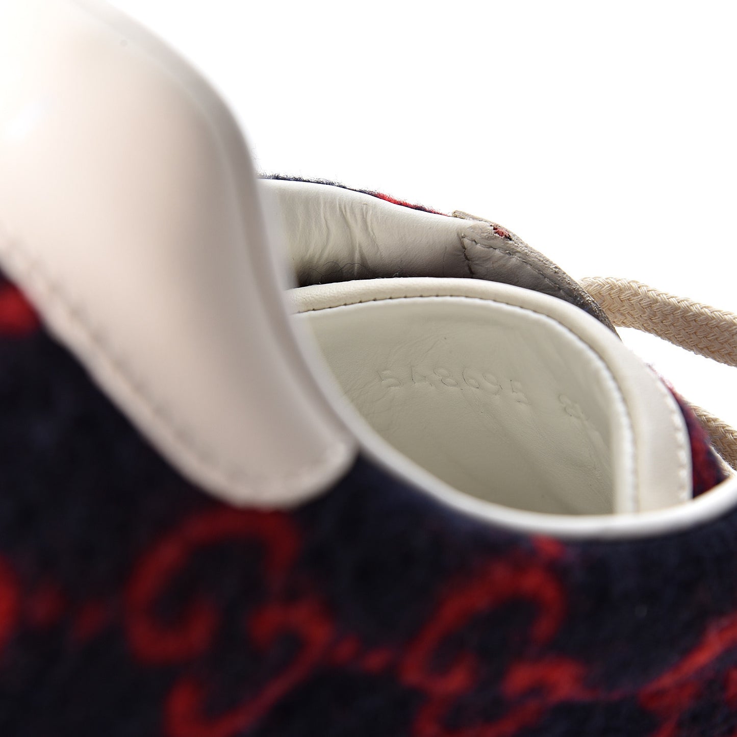 Covered Wool Big GG Monogram Mens Sneakers 8.5 Blue Red Mystic White