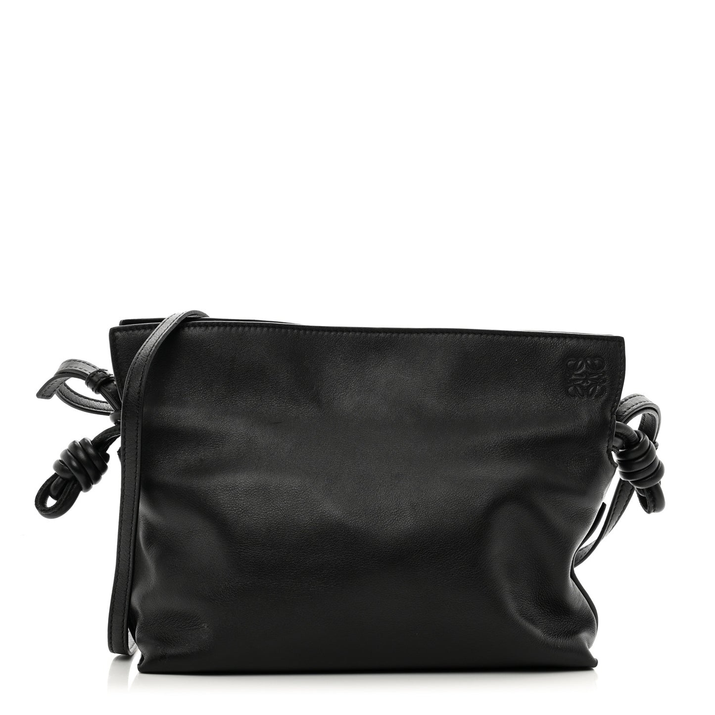 Calfskin Mini Flamenco Knot Clutch Black