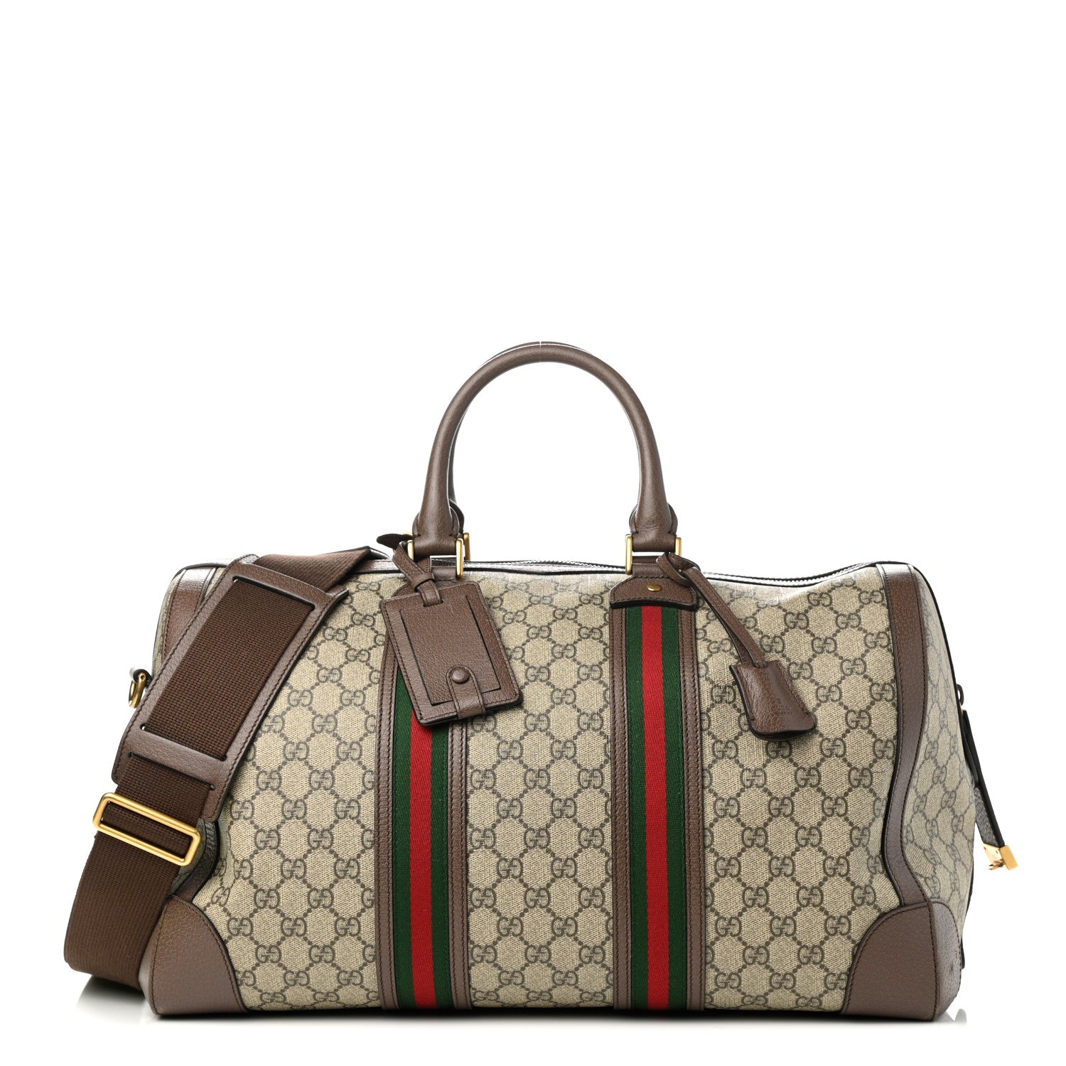 Gucci GG Supreme Monogram Web Medium Duffle Bag Brown 1 of 11