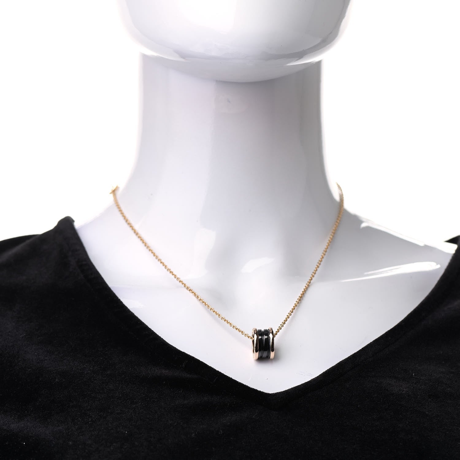 Bulgari 18K Rose Gold Black Ceramic B.Zero1 Pendant Necklace 2 of 11