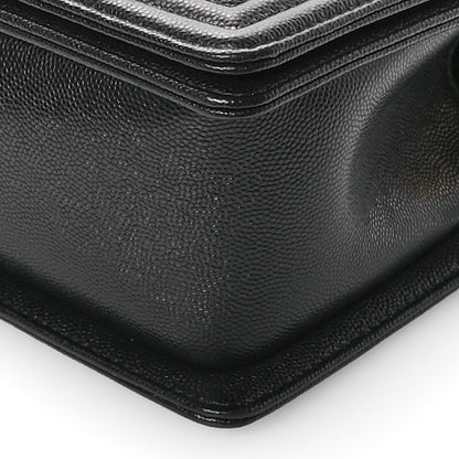 Chanel Caviar Chevron Quilted Medium Boy Flap Black 9 of 11