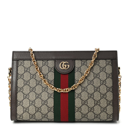 Gucci GG Supreme Monogram Web Small Ophidia Chain Shoulder Bag Brown 1 of 9