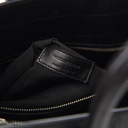 Saint Laurent Calfskin Crocodile Embossed Small Sac de Jour Black 7 of 10