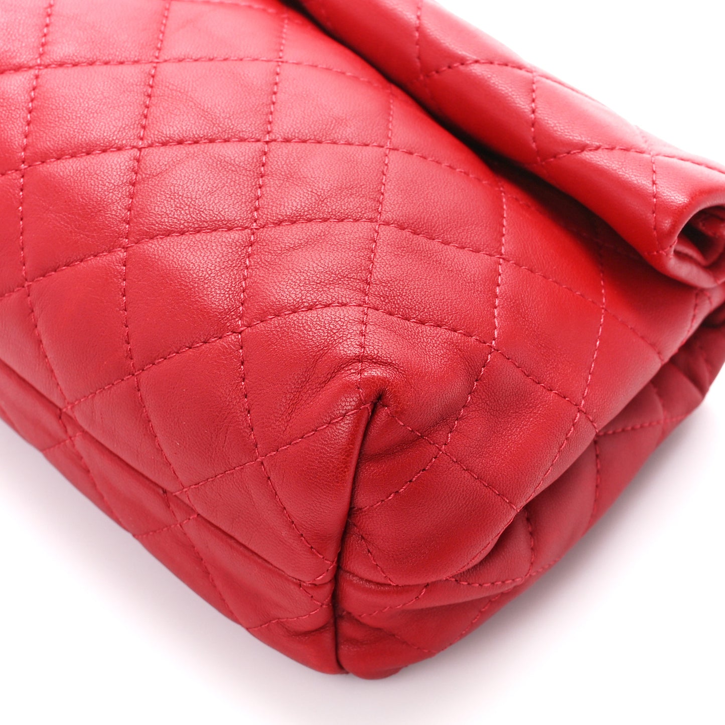 Lambskin Quilted Mini Roll Clutch Red