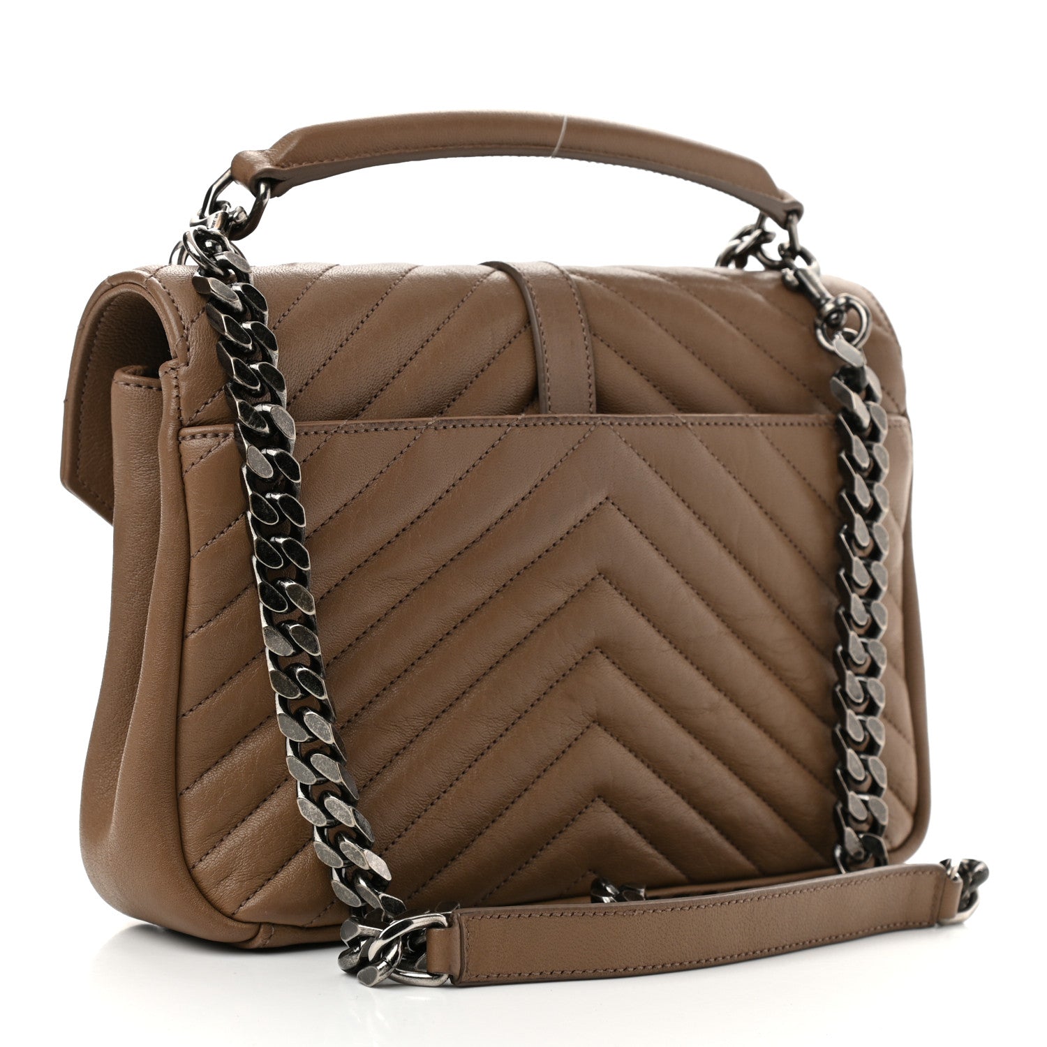 Saint Laurent Sheepskin Matelasse Chevron Monogram Medium College Bag Fard 3 of 11