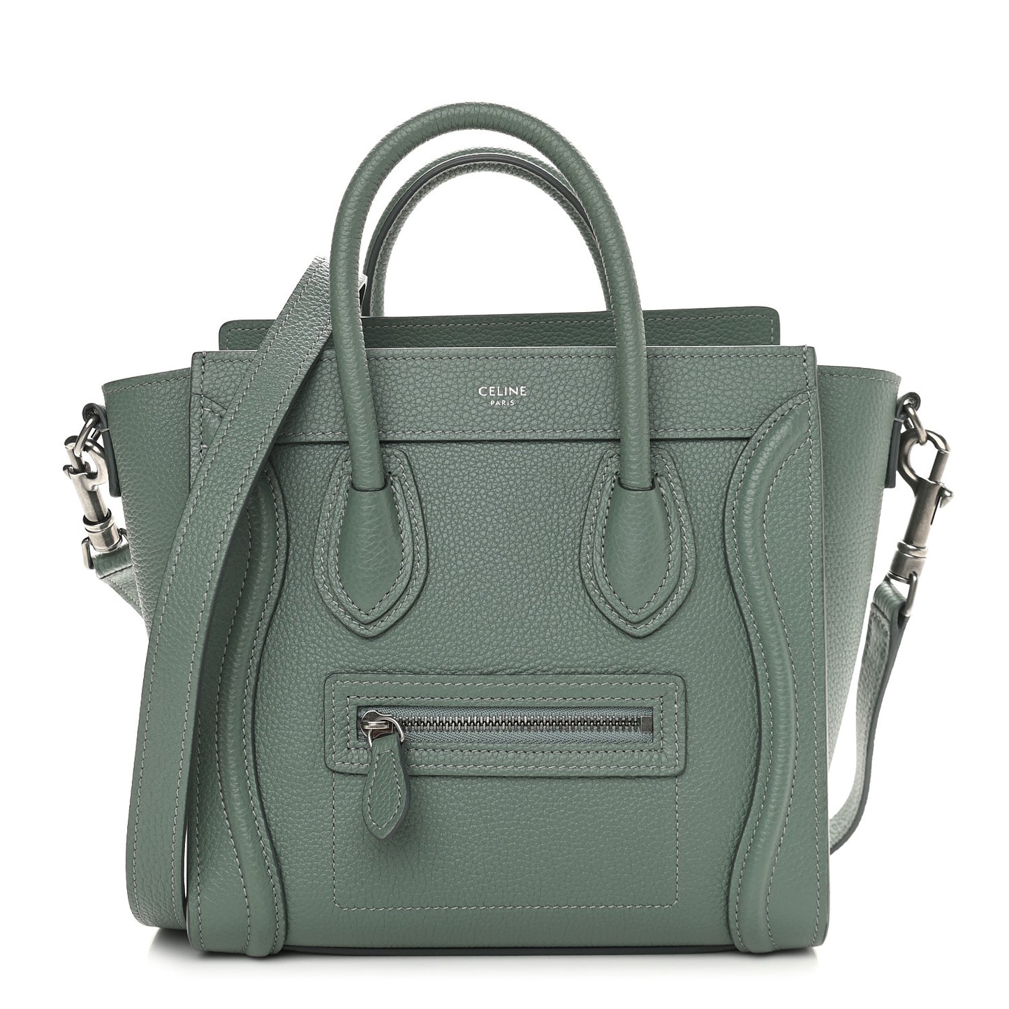 Drummed Calfskin Nano Luggage Caladon
