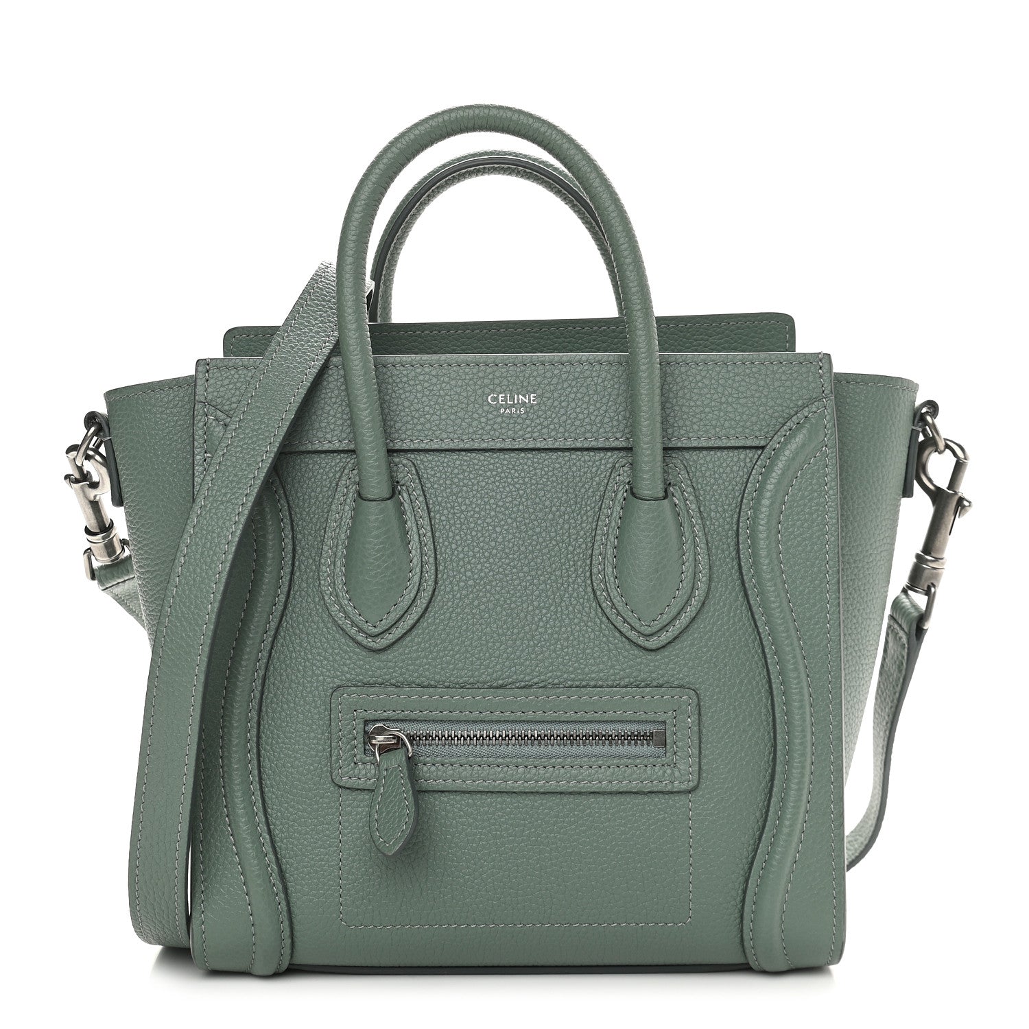 Celine Drummed Calfskin Nano Luggage Caladon 1 of 9
