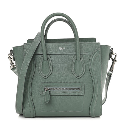 Celine Drummed Calfskin Nano Luggage Caladon 1 of 9