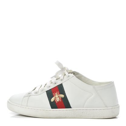 Gucci Calfskin Web Bee Embroidered Womens Ace Sneakers 37 White Green 1 of 12