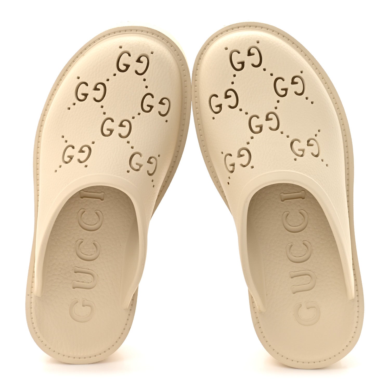 Gucci Rubber Monogram GG Go Through Platform Slide Clogs 38 Mystic White 2 of 11