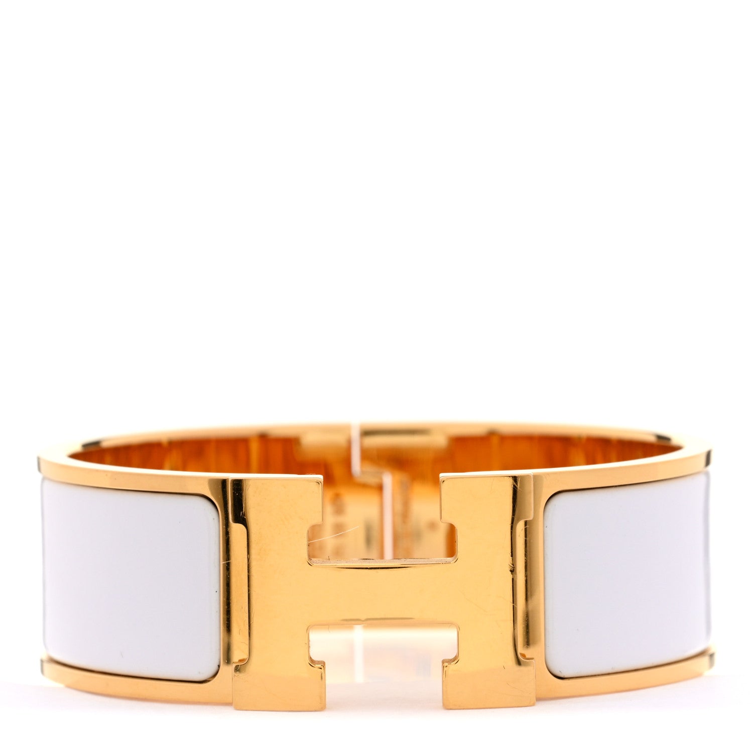 Hermes Enamel Wide Clic Clac H Bracelet PM White 1 of 4