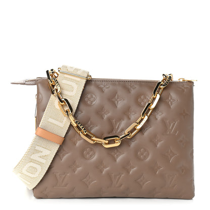 Louis Vuitton Lambskin Embossed Monogram Coussin PM Taupe 1 of 10