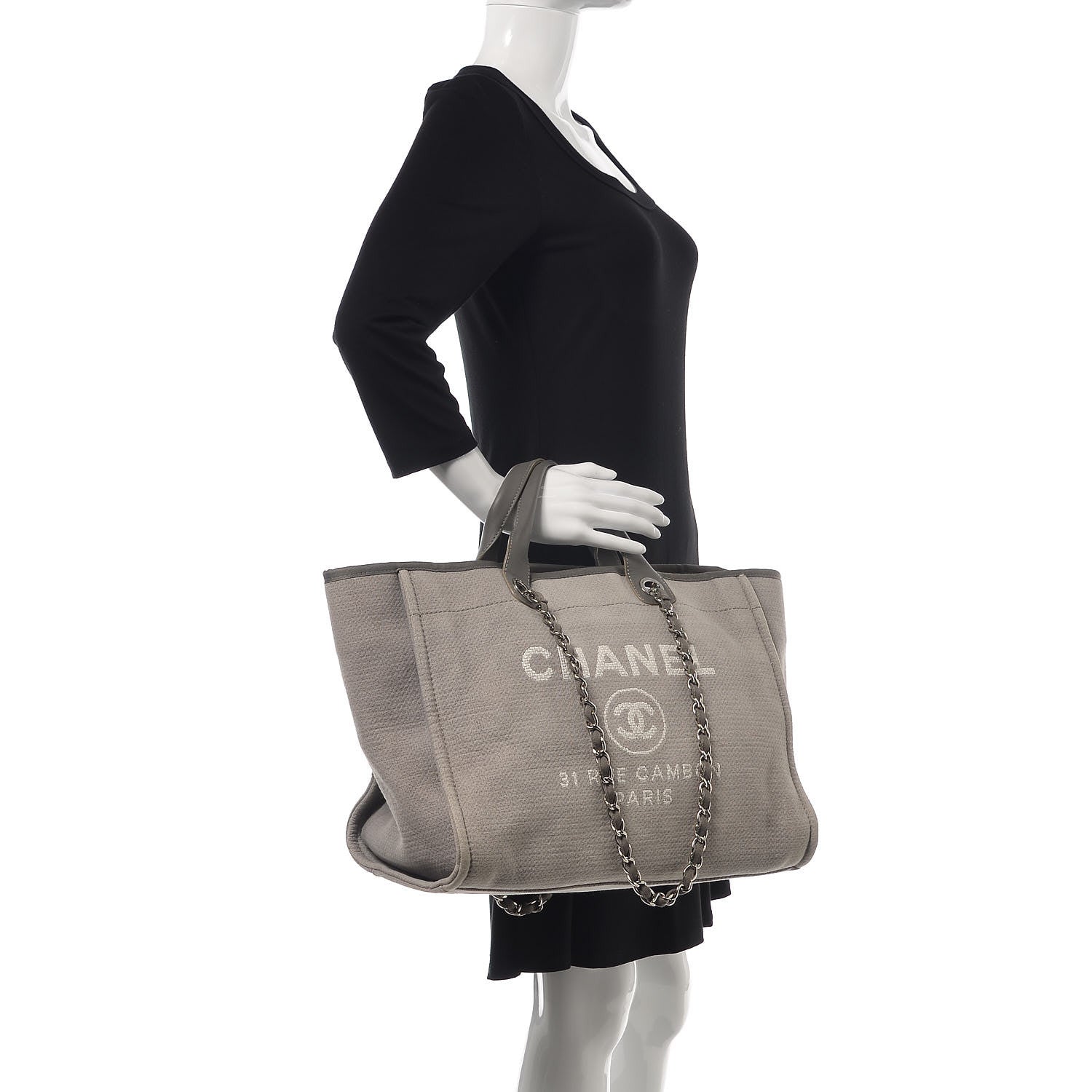 Chanel Canvas Large Deauville Tote Grey 2 of 13