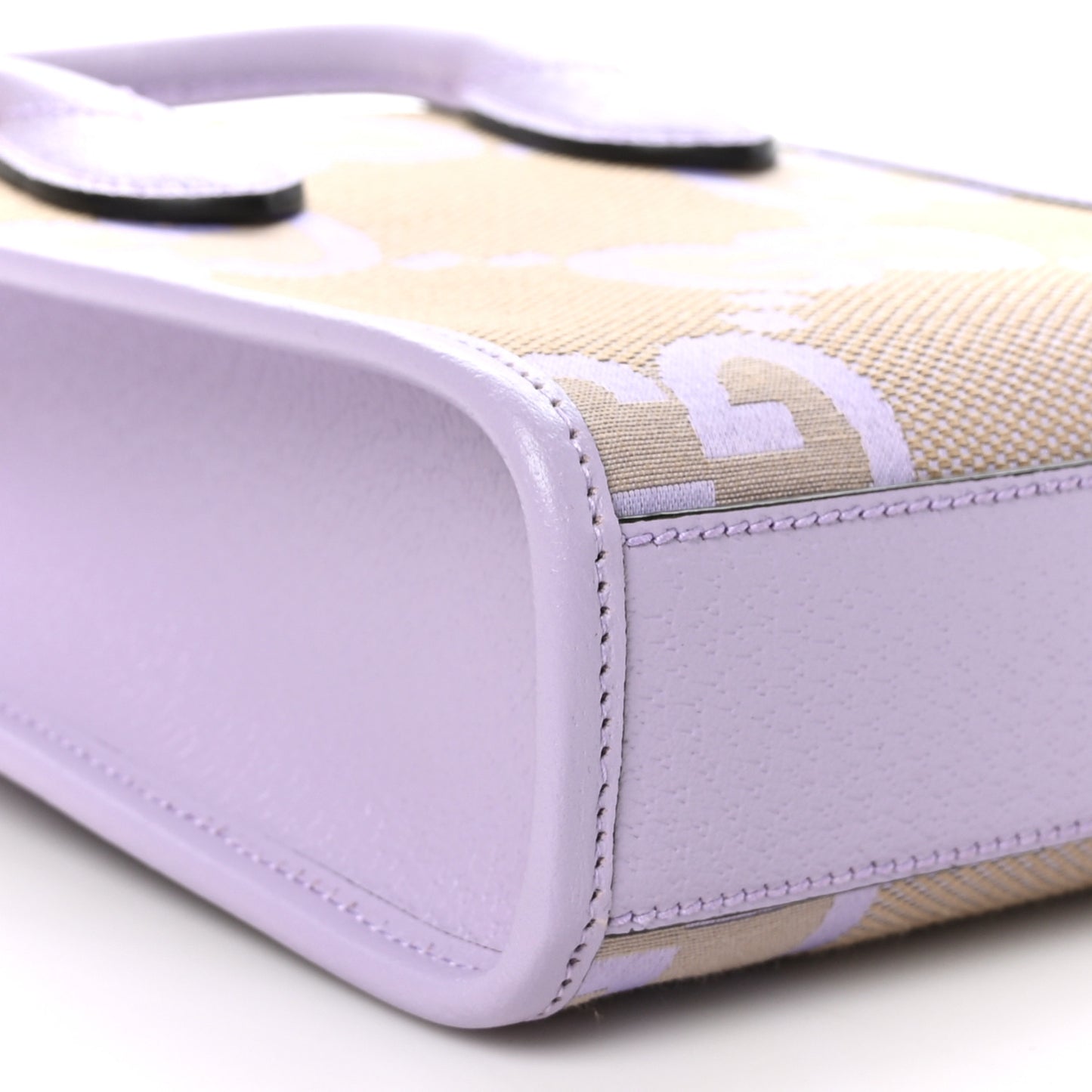 Monogram Jumbo GG Textured Dollar Calfskin Mini Tote Bag Beige Lapis