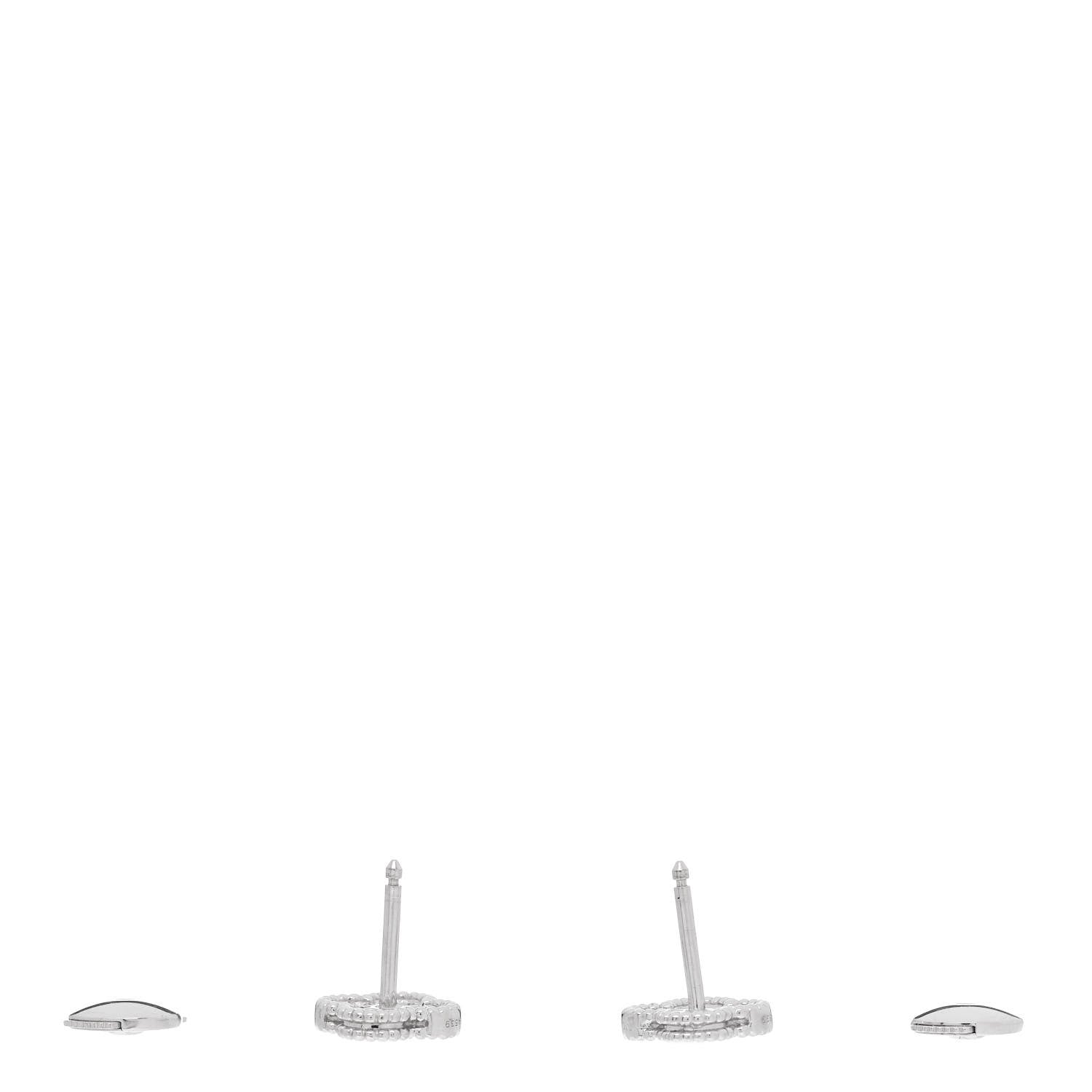 Van Cleef & Arpels 18K White Gold Diamond Sweet Alhambra Earrings 3 of 4