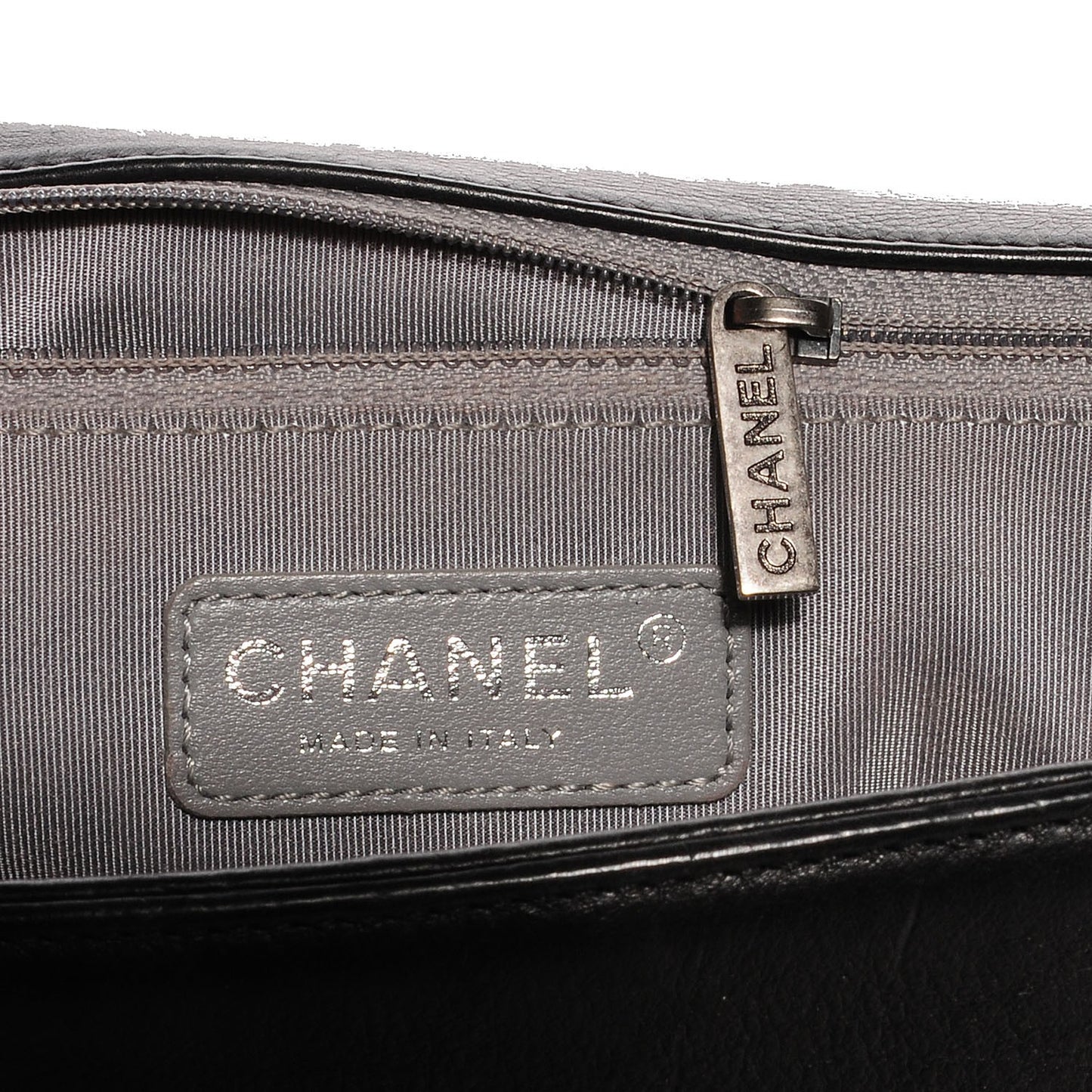Calfskin Quilted Large Boy Flap Black