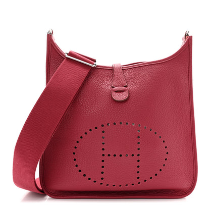 Hermes Taurillon Clemence Evelyne III PM Rouge Grenat 1 of 10