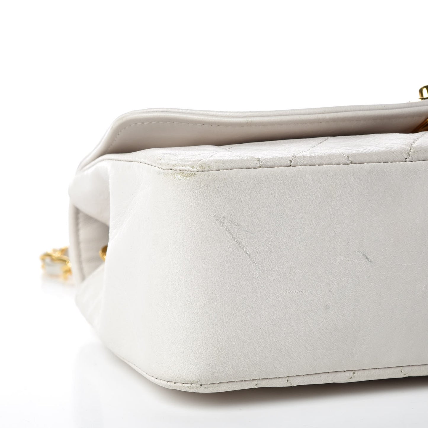 Lambskin Quilted Small Single Flap White