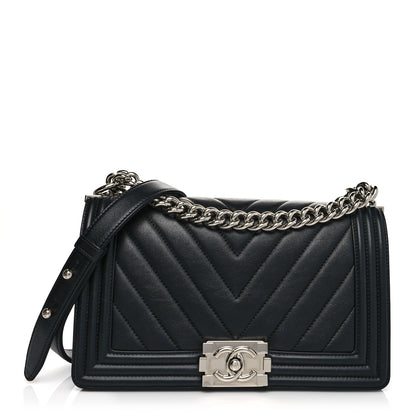 Chanel Calfskin Chevron Quilted Medium Boy Flap Black 1 of 10