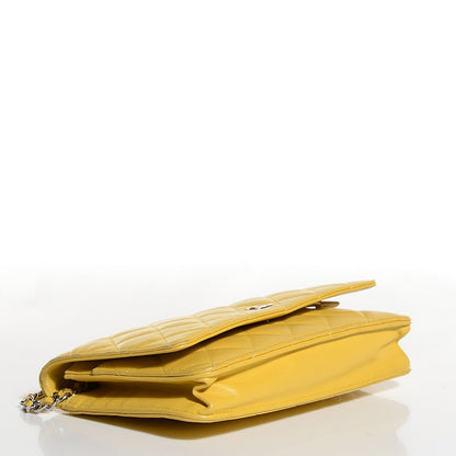 Chanel Lambskin Quilted Wallet on Chain WOC Yellow 4 of 8