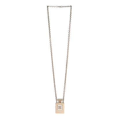 Chanel Metal Pearl Perfume Bottle CC Locket Necklace Gold 3 of 7