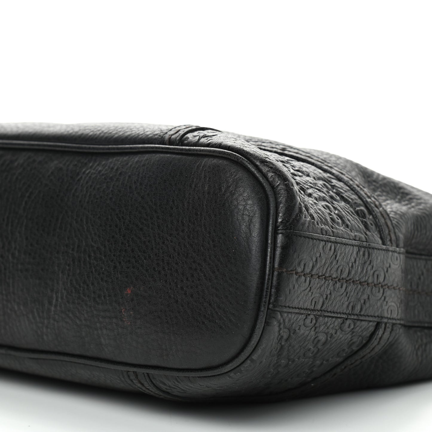 Pebbled Calfskin Guccissima Trim Medium Signoria Hobo Black