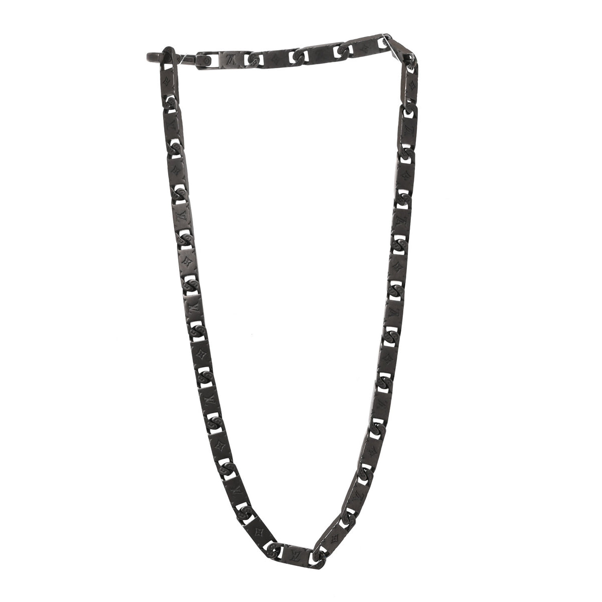 Metal Monogram Tied Up Necklace Black