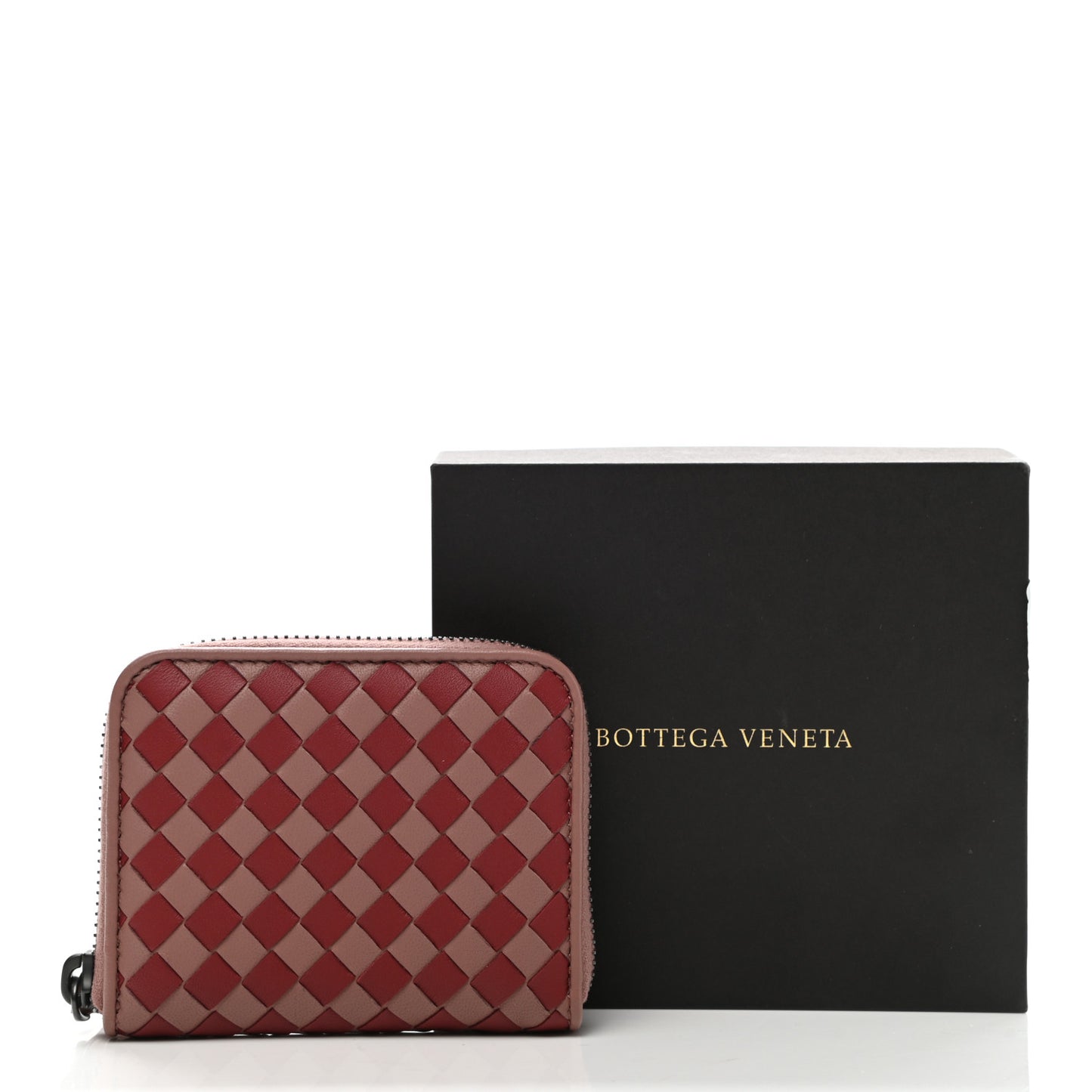 Nappa Intrecciato Zip Around Coin Purse Deco Rose Baccarra Rose