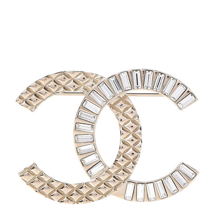 Chanel Baguette Crystal Quilted CC Brooch Gold 1 of 5