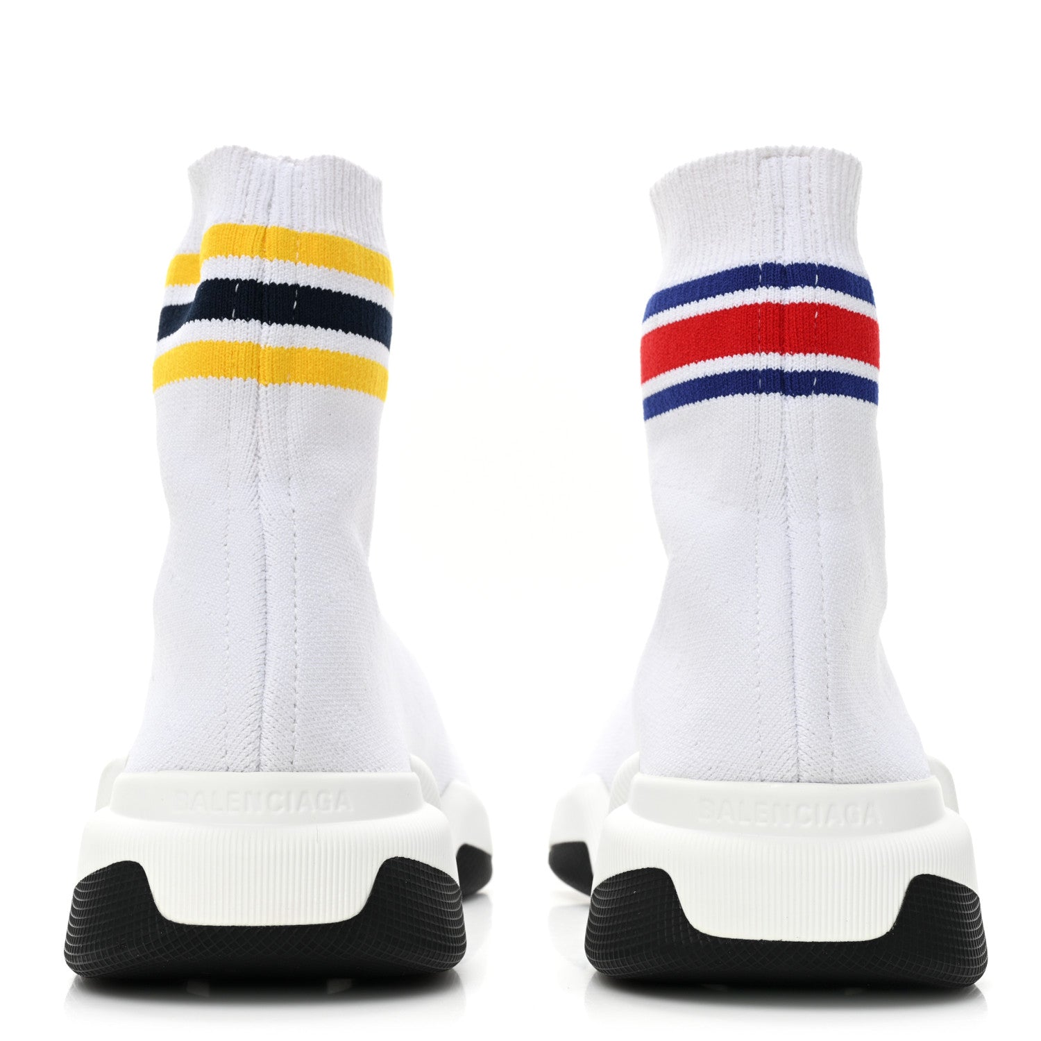 Balenciaga Technical 3D Recycled Knit Striped Womens Speed 2.0 Sneakers 37 White Multicolor 4 of 9