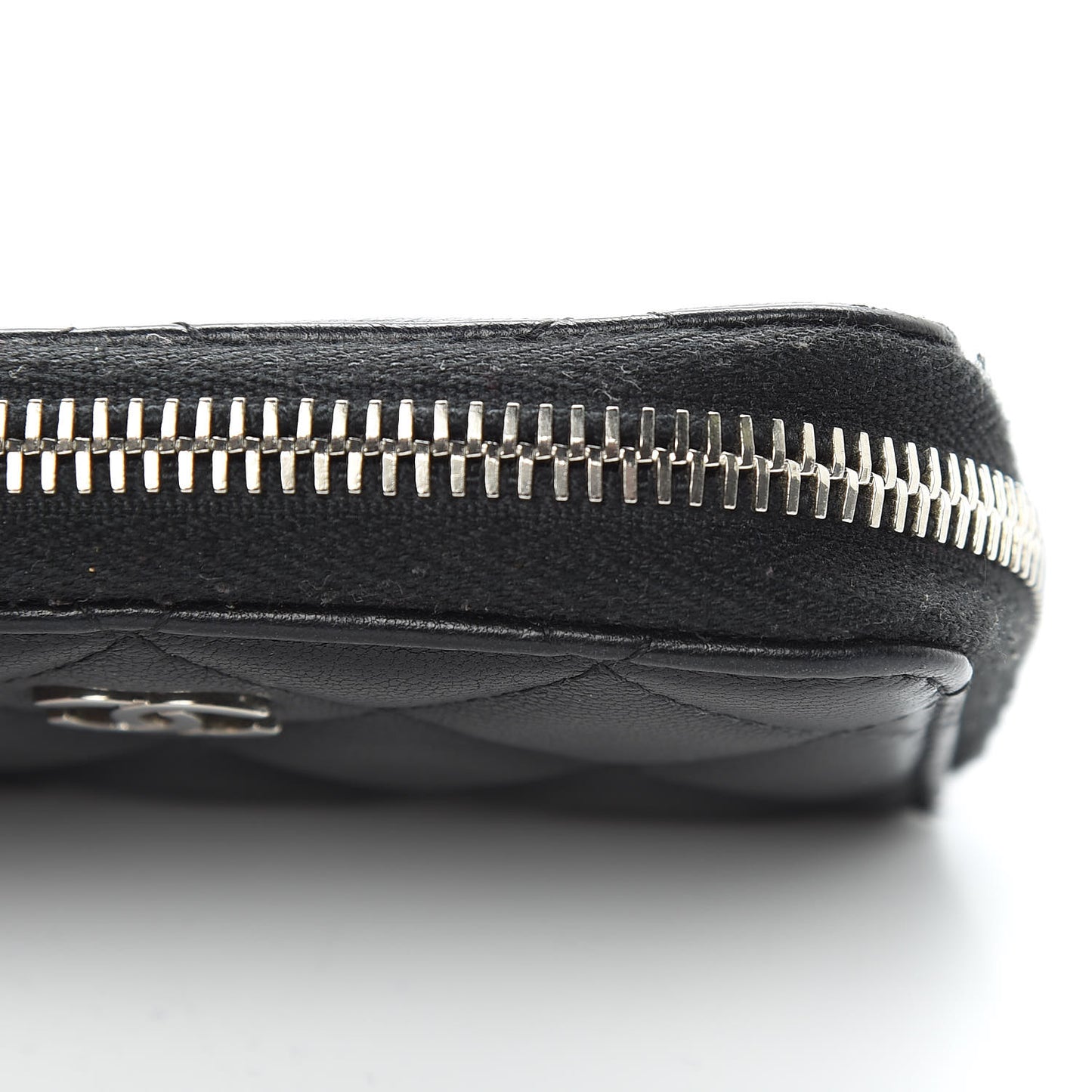 Lambskin Quilted Zip Coin Purse Black