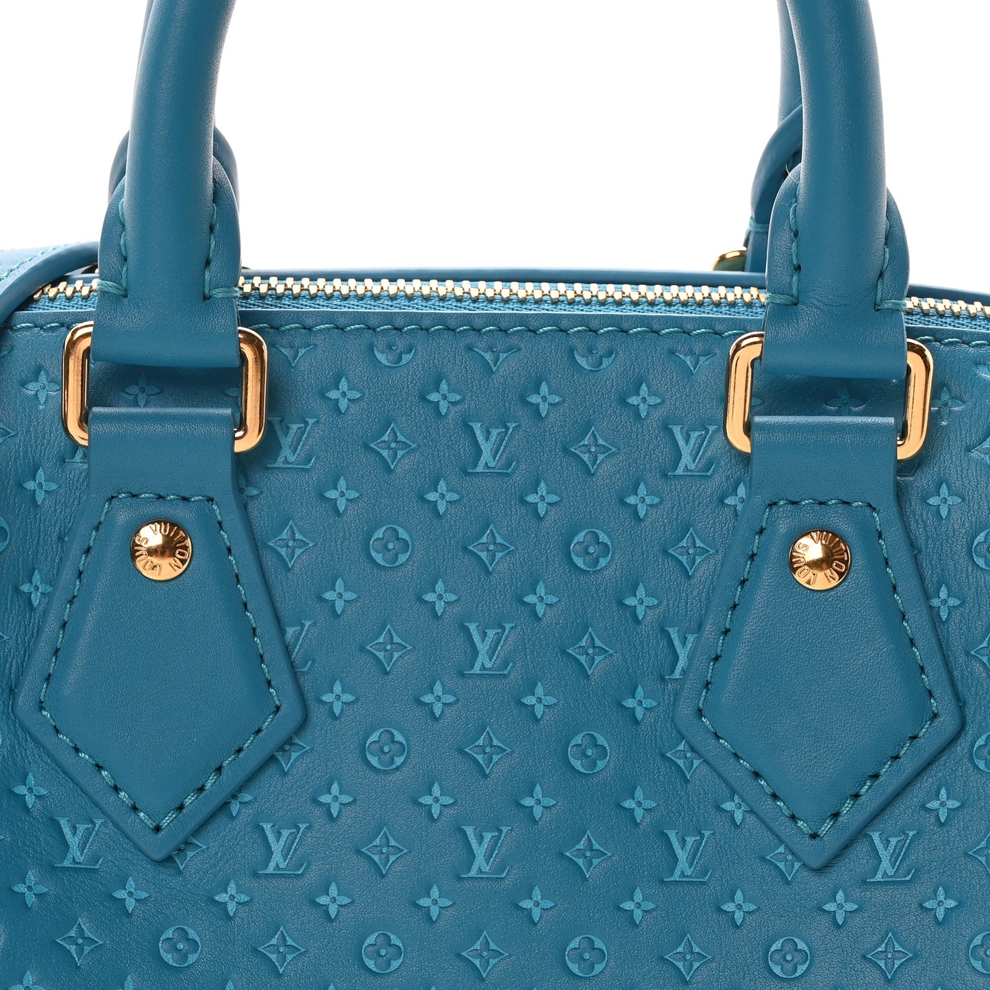 Calfskin Nanogram Embossed Speedy Bandouliere 20 Blue