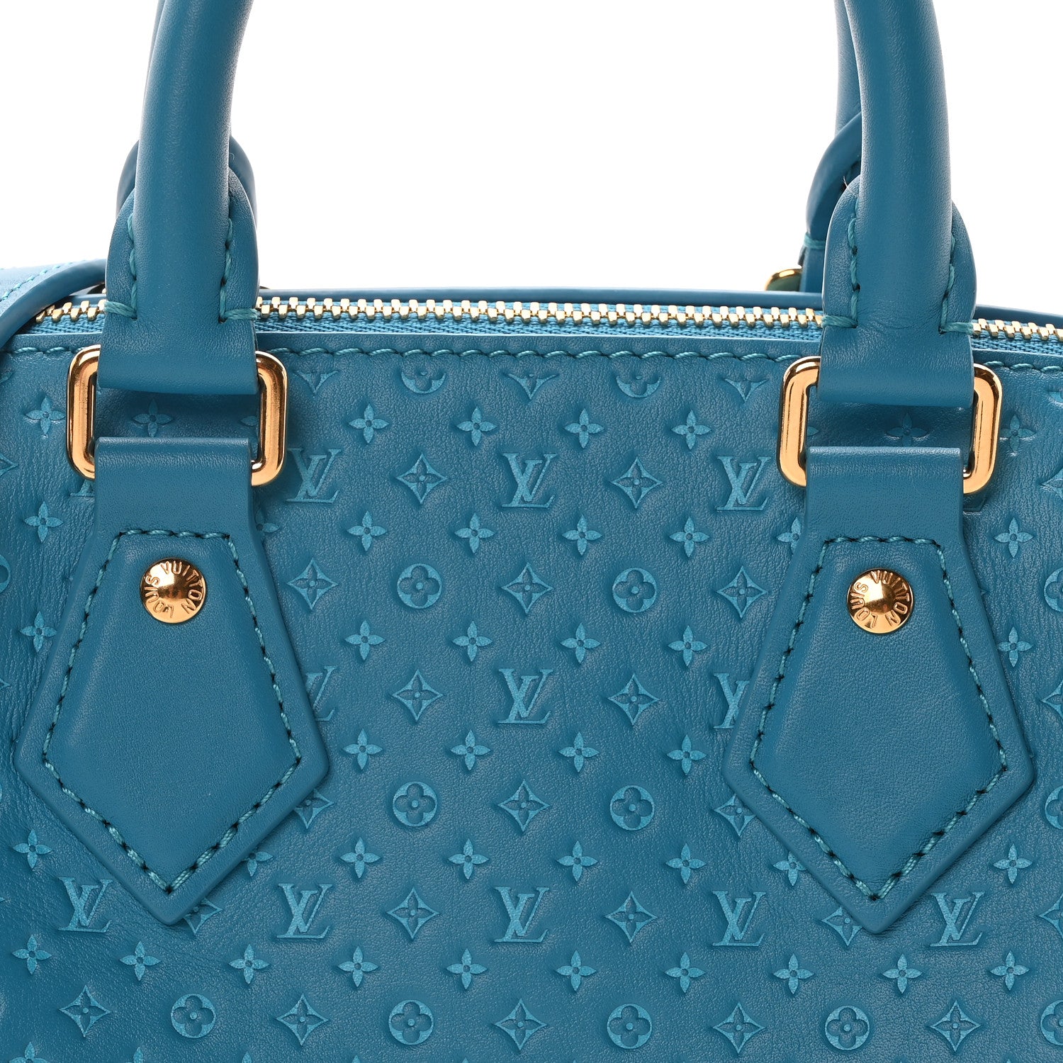 Louis Vuitton Calfskin Nanogram Embossed Speedy Bandouliere 20 Blue 7 of 7