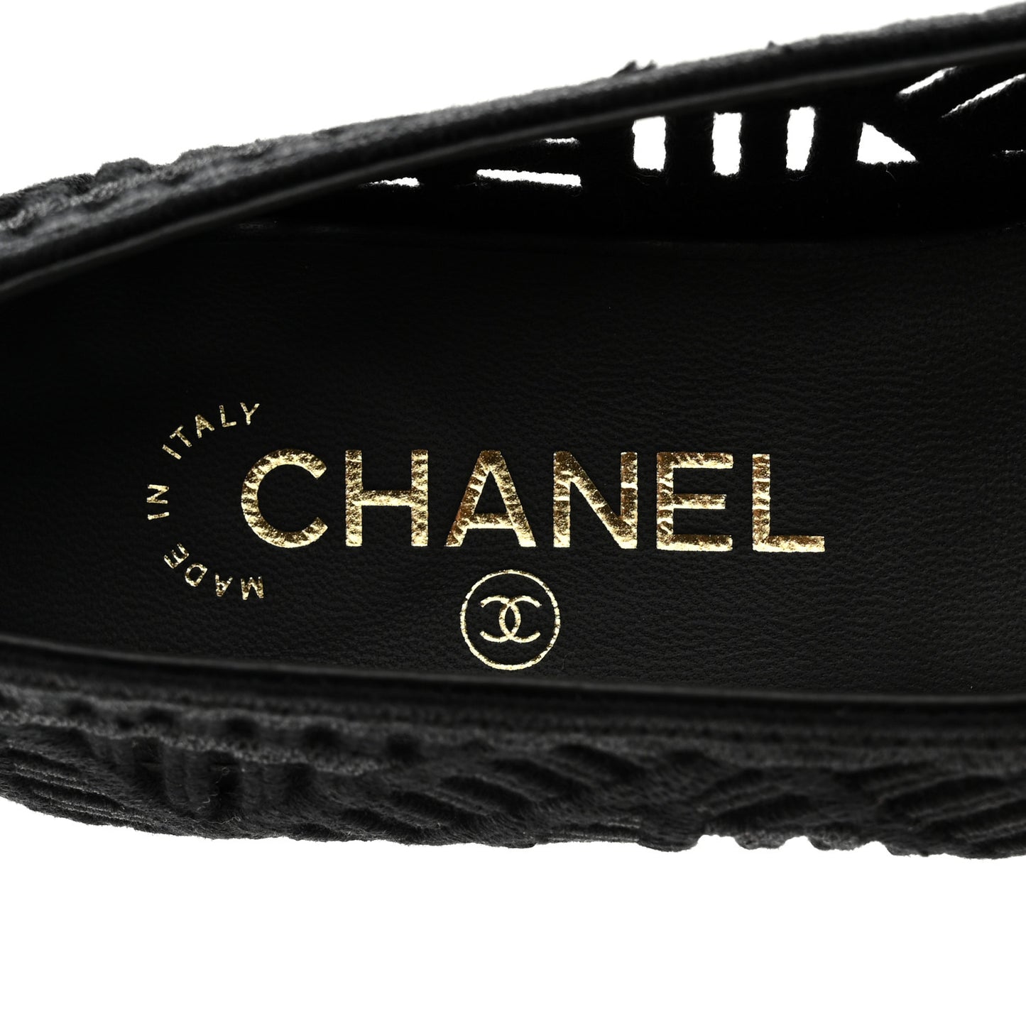 Cotton Embroidered Cap Toe Ballet Flats 38.5 Black