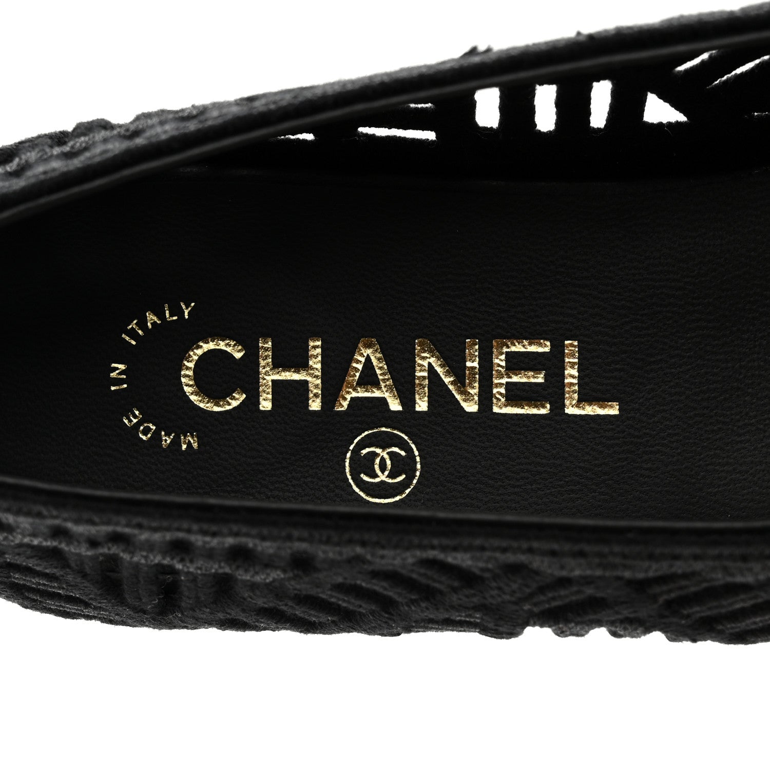 Chanel Cotton Embroidered Cap Toe Ballet Flats 38.5 Black 7 of 8