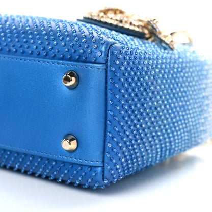 Christian Dior Metallic Calfskin Satin Bead Embroidery Cannage Mini Lady Dior Blue 9 of 9