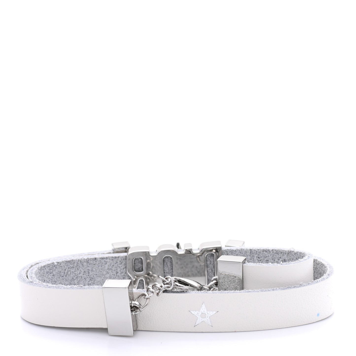 Calfskin Star Dior Double Bracelet White