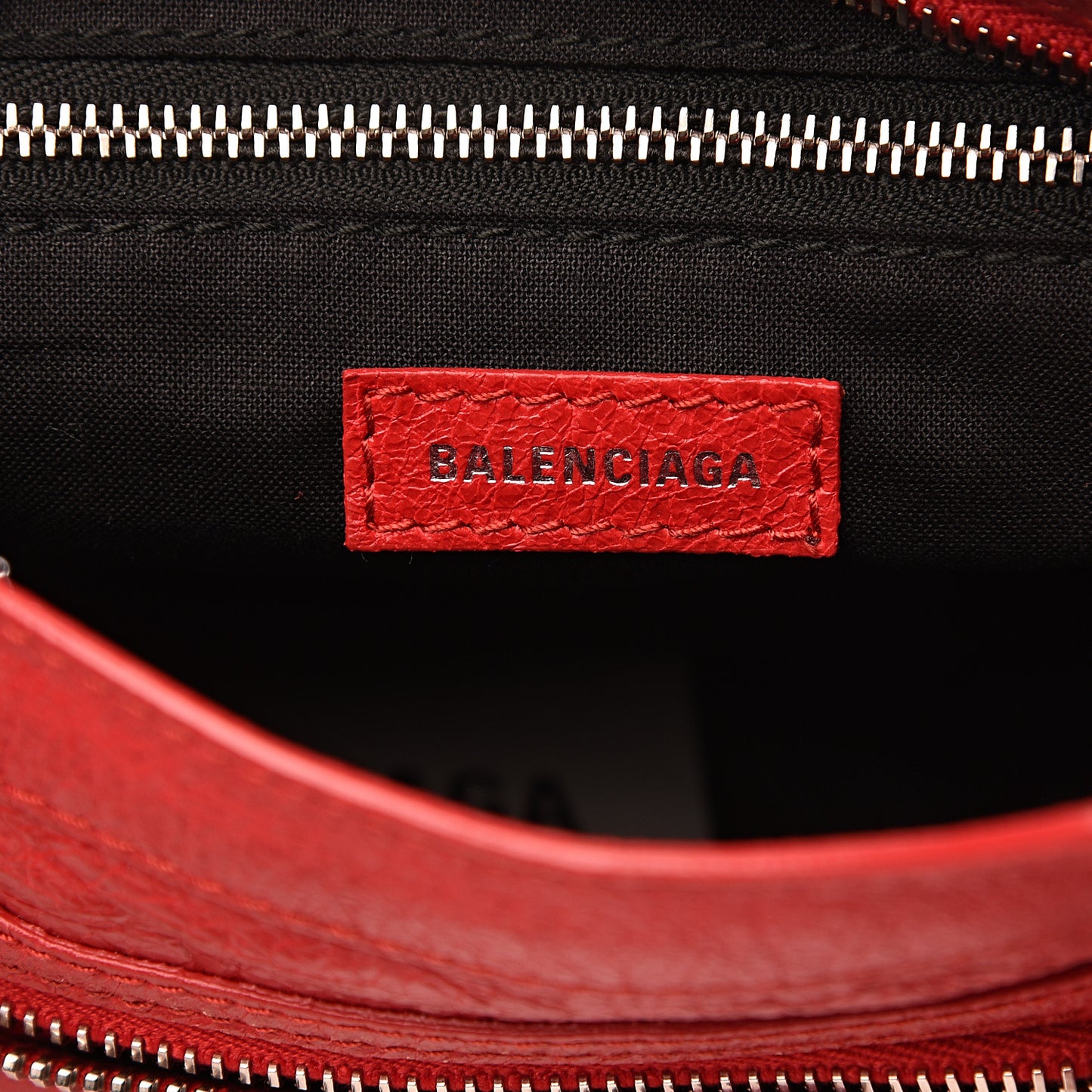 Agneau Classic Silver Hardware Mini City Logo Strap Rouge Cardinal Black