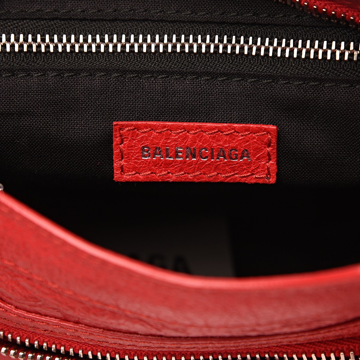 Balenciaga Agneau Classic Silver Hardware Mini City Logo Strap Rouge Cardinal Black 5 of 9