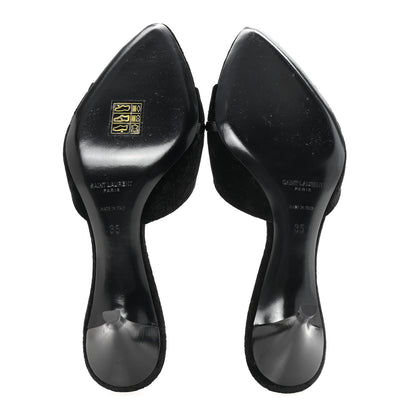 Saint Laurent Velour All-Over Monogram Le Maillon 60 Mules 35 Black 6 of 10