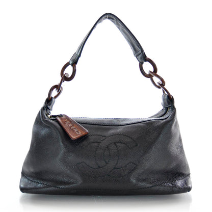 Chanel Caviar CC Wood Chain Hobo Black 1 of 9