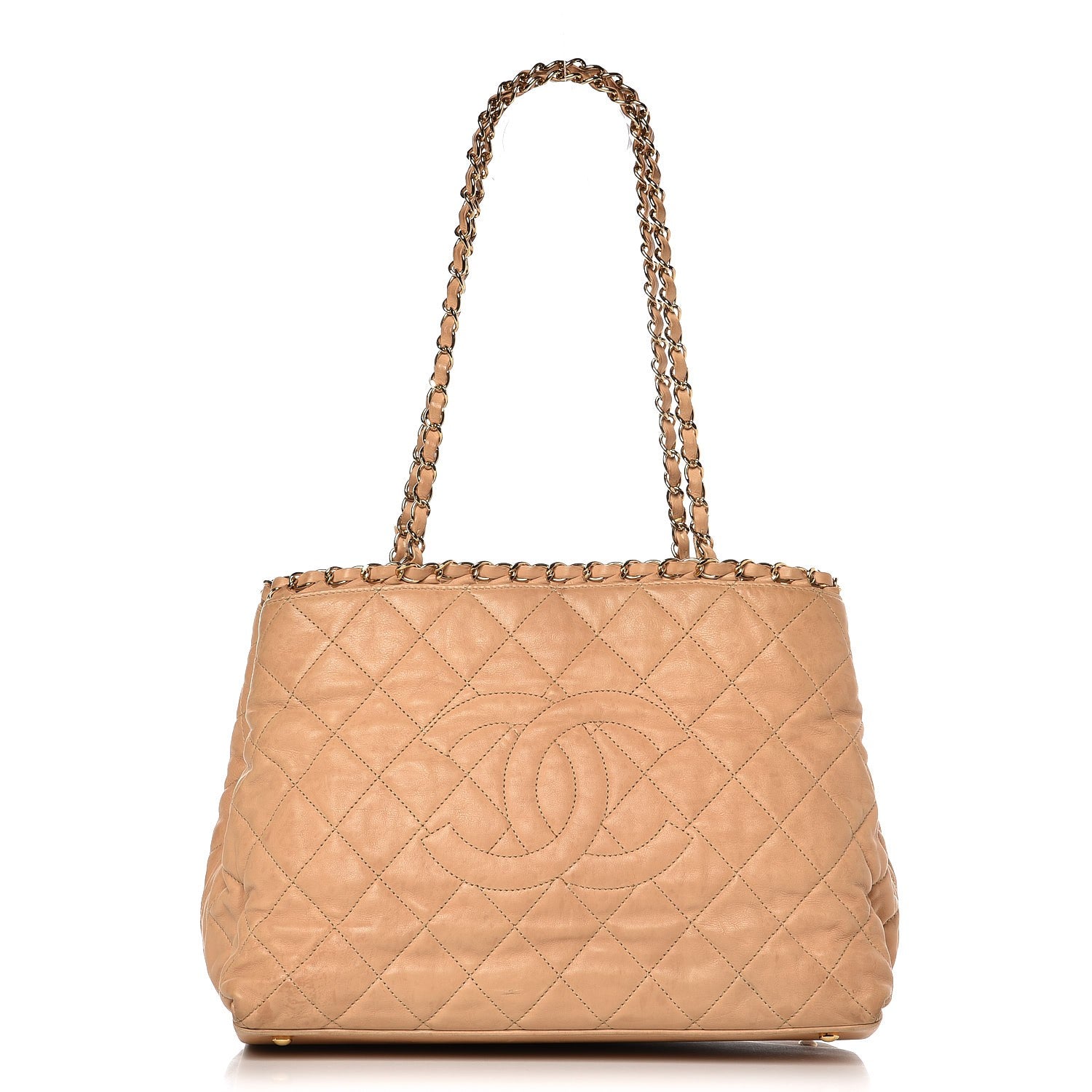 Chanel Calfskin Quilted Small Chain Me Tote Light Beige 1 of 10