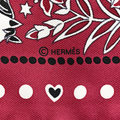 Hermes Silk Peuple Du Vent Bandana Twilly Bordeaux White Black 4 of 4