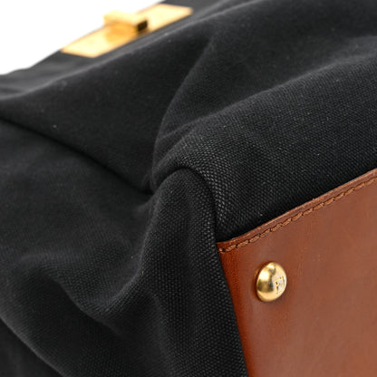 Fendi Canvas Large Peekaboo Iconic Satchel Black Cuoio 19 of 26