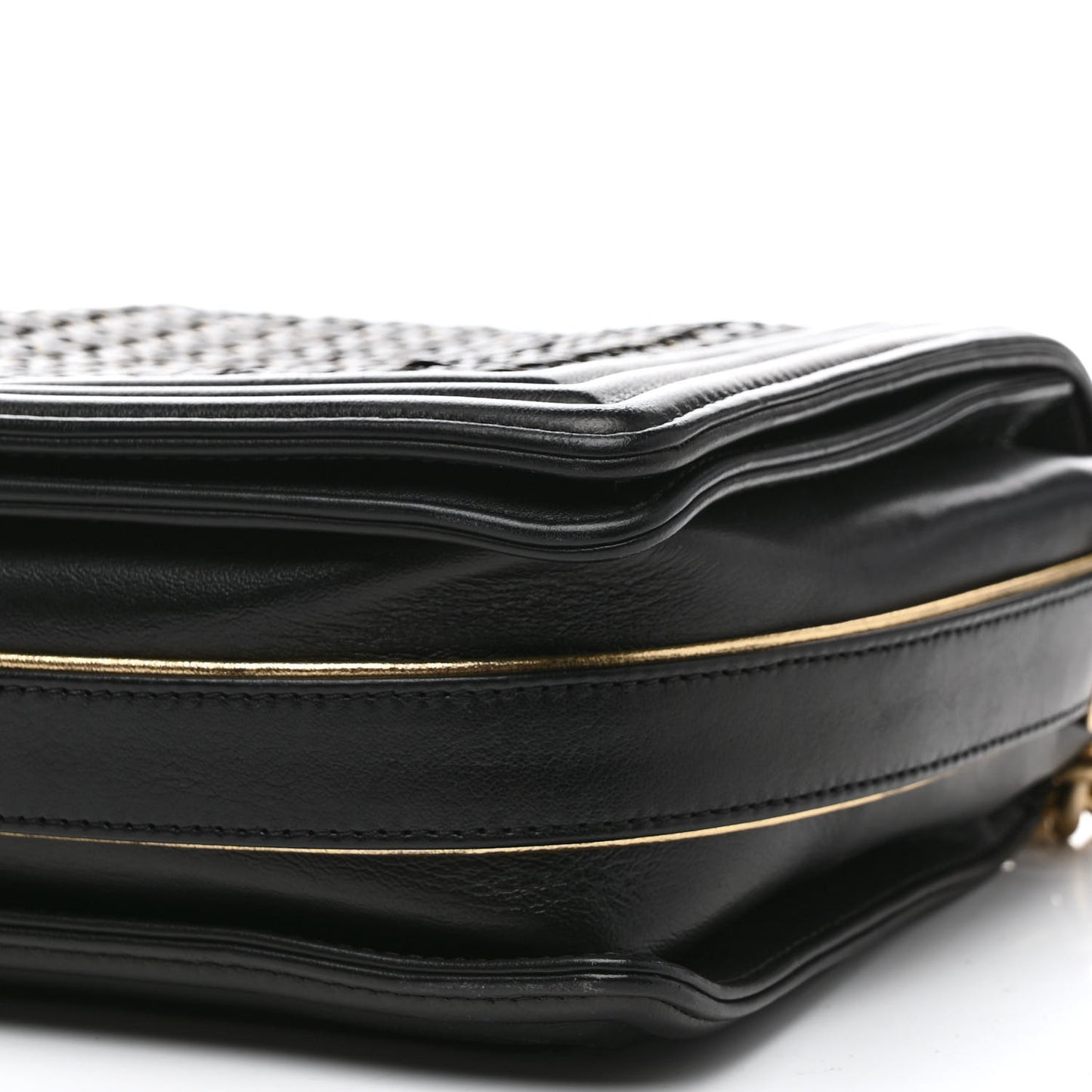 Braided Sheepskin New Medium Boy Flap Black Gold