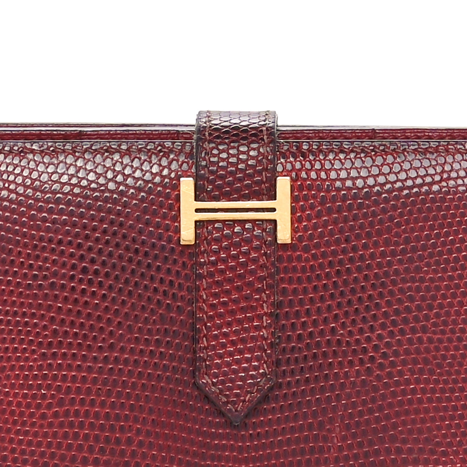 Hermes Lizard Bearn Gusset Wallet Rubis 5 of 10